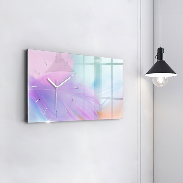 Horloge murale horizontale plumes colorées