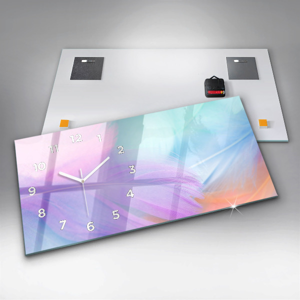 Horloge murale horizontale plumes colorées