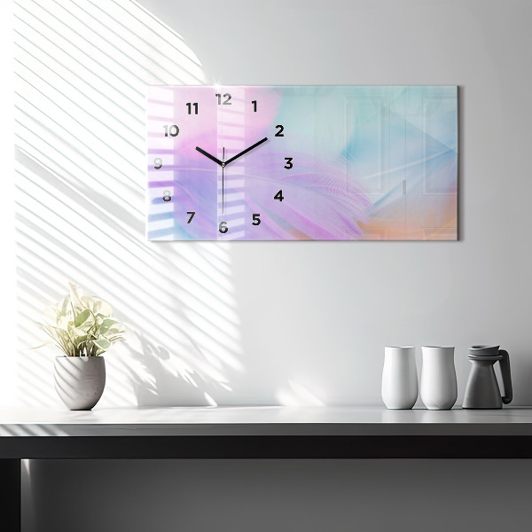 Horloge murale horizontale plumes colorées