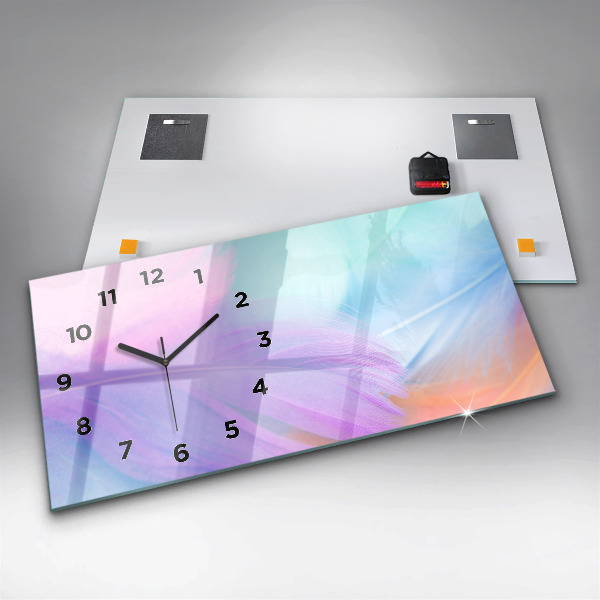 Horloge murale horizontale plumes colorées