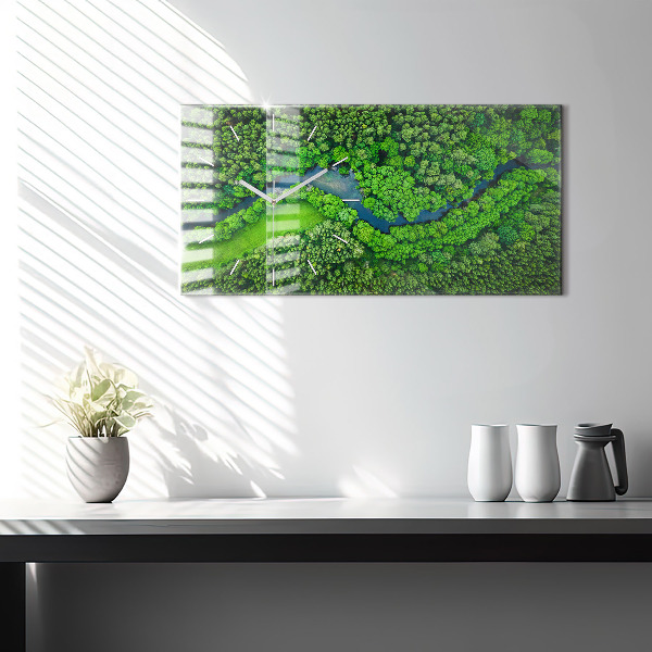 Horloge murale horizontale Rivière dans la forêt