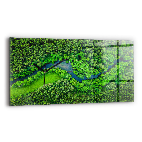 Horloge murale horizontale Rivière dans la forêt