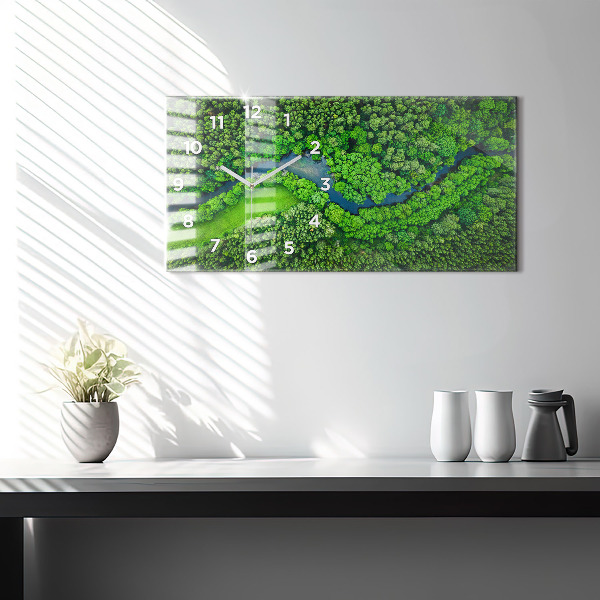 Horloge murale horizontale Rivière dans la forêt