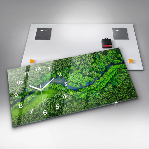 Horloge murale horizontale Rivière dans la forêt