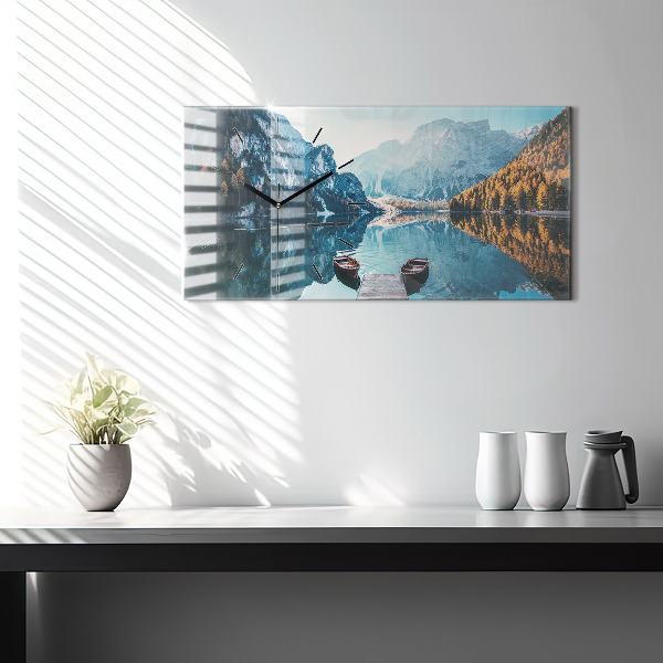 Horloge murale horizontale Bateaux sur le lac
