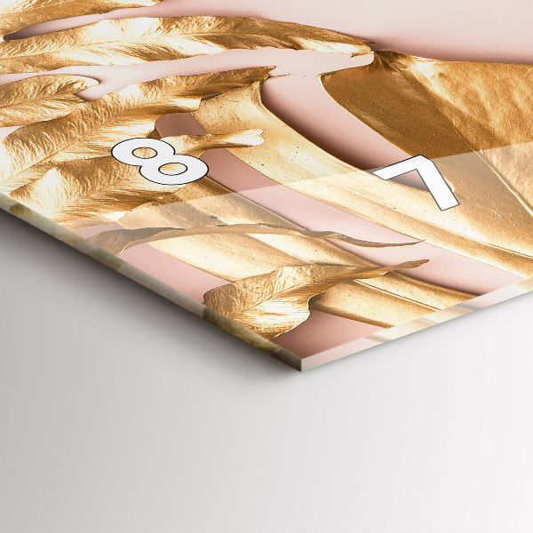 Horloge rectangulaire horizontale Feuilles tropicales dorées