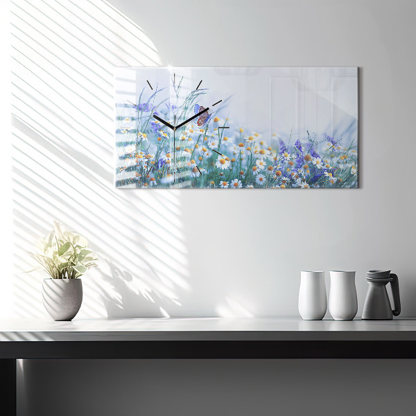 Horloge rectangulaire horizontale Papillon dans la prairie