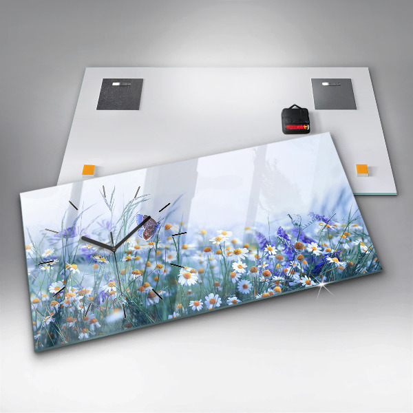 Horloge rectangulaire horizontale Papillon dans la prairie