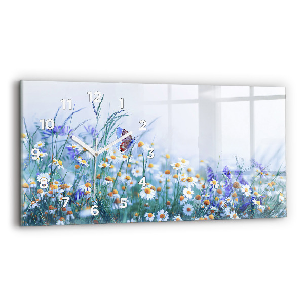 Horloge rectangulaire horizontale Papillon dans la prairie