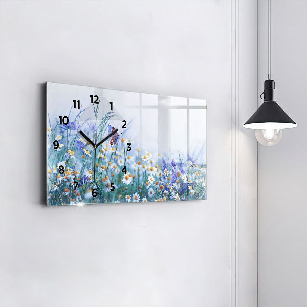 Horloge rectangulaire horizontale Papillon dans la prairie