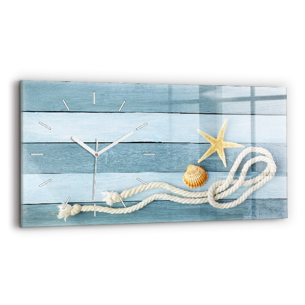 Horloge rectangulaire horizontale Planches, rayures et coque