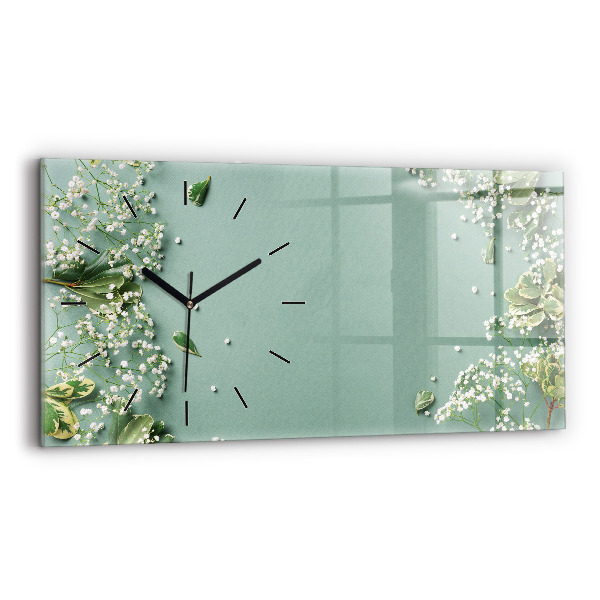 Horloge rectangulaire horizontale Fleurs délicates
