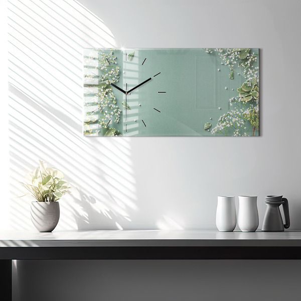 Horloge rectangulaire horizontale Fleurs délicates