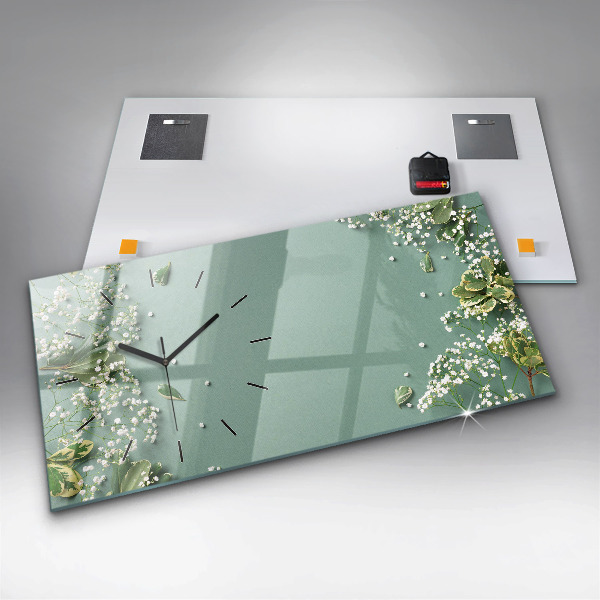 Horloge rectangulaire horizontale Fleurs délicates