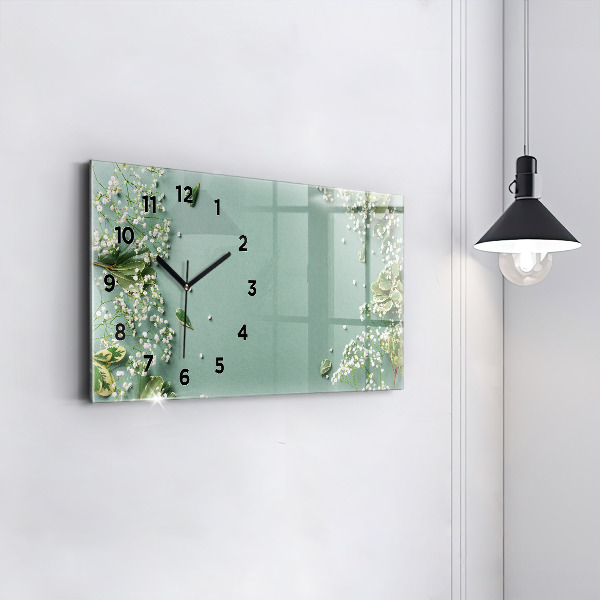 Horloge rectangulaire horizontale Fleurs délicates