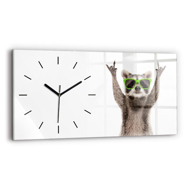 Horloge rectangulaire horizontale Raton laveur avec des lunettes