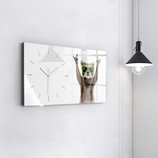 Horloge rectangulaire horizontale Raton laveur avec des lunettes