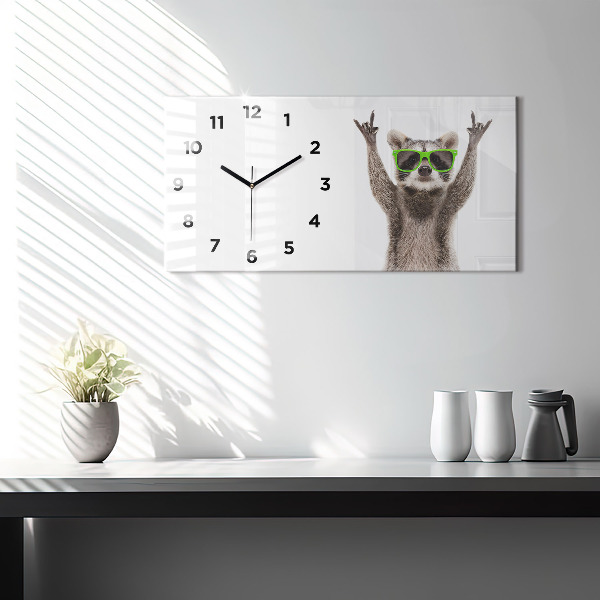 Horloge rectangulaire horizontale Raton laveur avec des lunettes