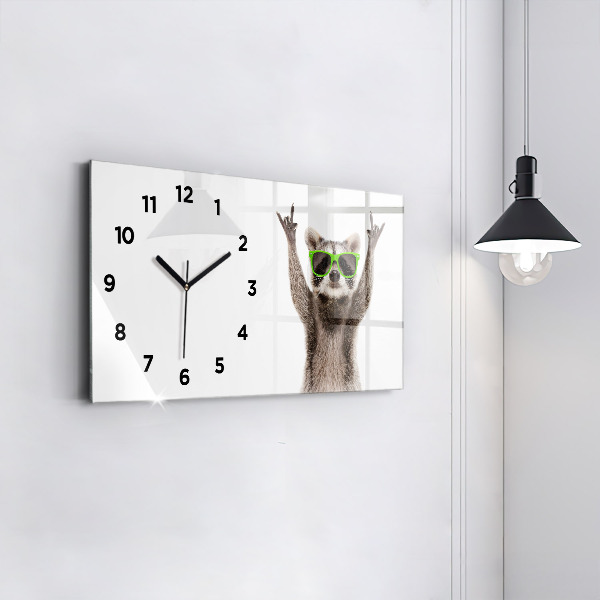Horloge rectangulaire horizontale Raton laveur avec des lunettes