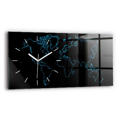 Horloge rectangulaire horizontale Contours de la carte du monde