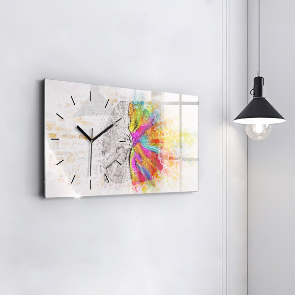 Horloge rectangulaire horizontale Cerveau abstrait