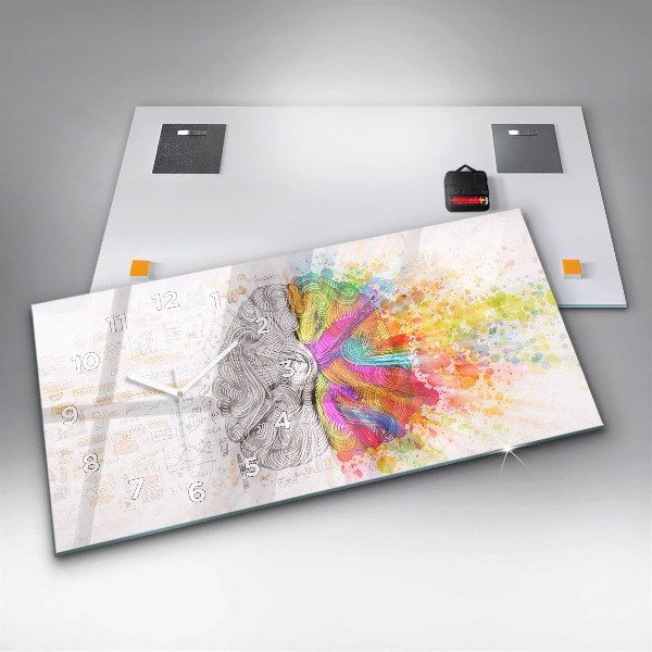 Horloge rectangulaire horizontale Cerveau abstrait