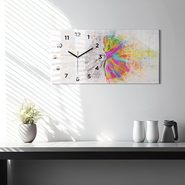 Horloge rectangulaire horizontale Cerveau abstrait