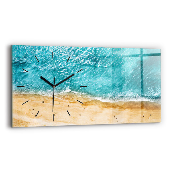 Horloge rectangulaire horizontale gens de la plage de la mer