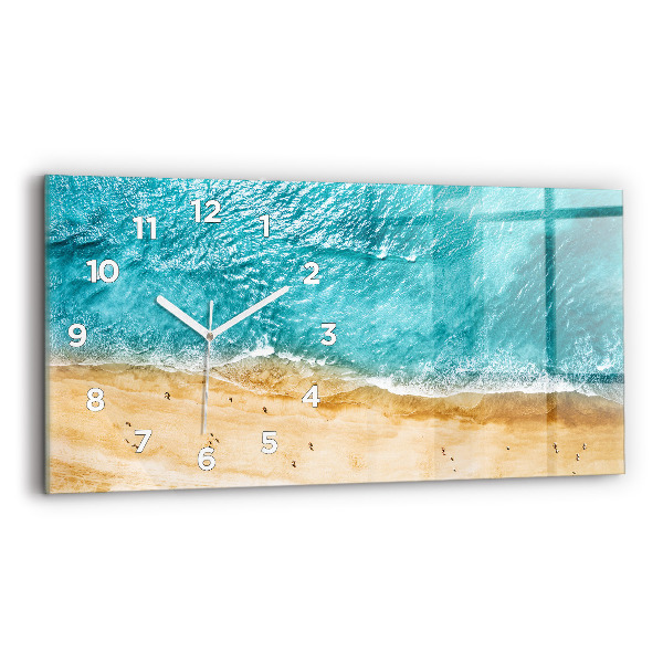 Horloge rectangulaire horizontale gens de la plage de la mer