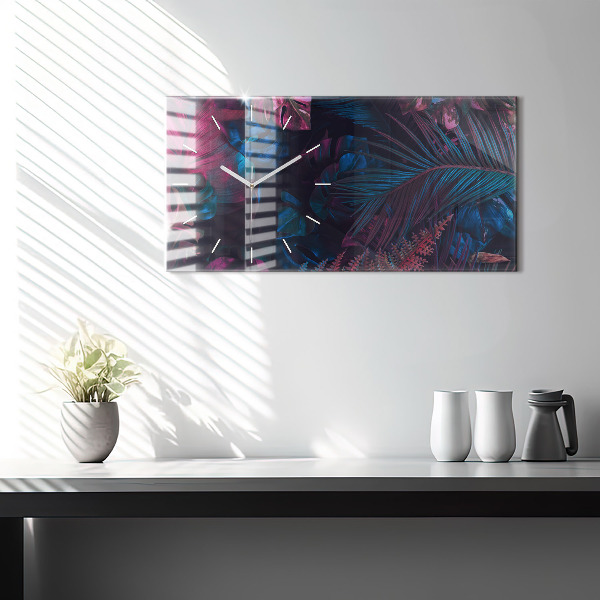 Horloge rectangulaire horizontale Fleurs exotiques