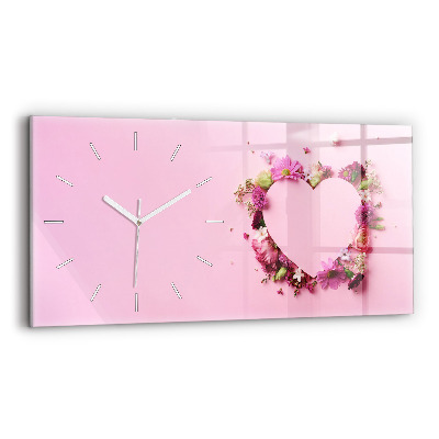 Horloge rectangulaire horizontale Coeur de fleurs