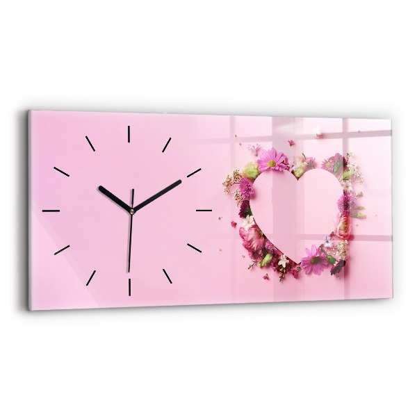 Horloge rectangulaire horizontale Coeur de fleurs