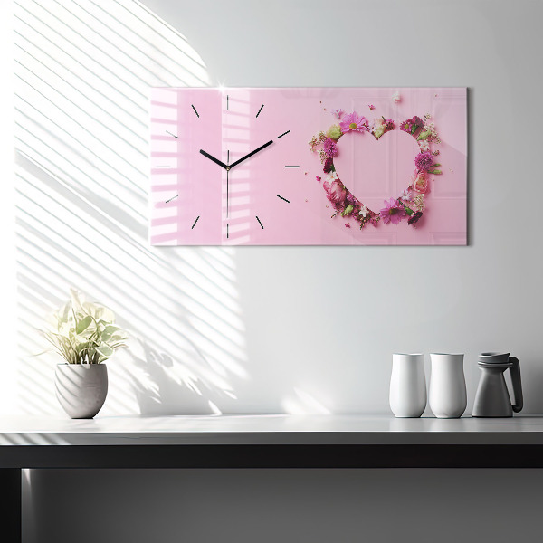 Horloge rectangulaire horizontale Coeur de fleurs