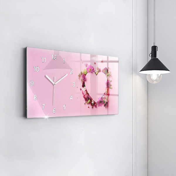 Horloge rectangulaire horizontale Coeur de fleurs