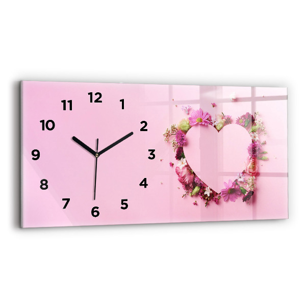 Horloge rectangulaire horizontale Coeur de fleurs