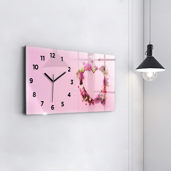 Horloge rectangulaire horizontale Coeur de fleurs