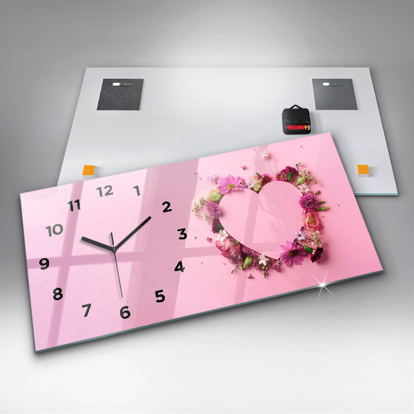 Horloge rectangulaire horizontale Coeur de fleurs