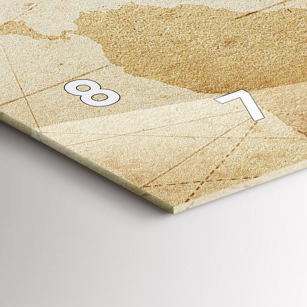 Horloge rectangulaire horizontale Carte du monde vintage