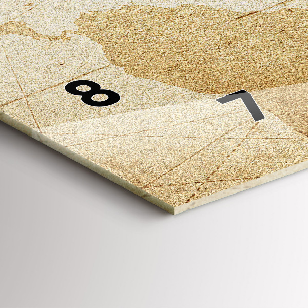 Horloge rectangulaire horizontale Carte du monde vintage