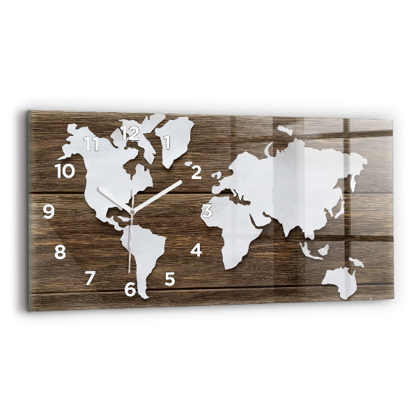 Horloge rectangulaire horizontale Carte du monde sur des tableaux
