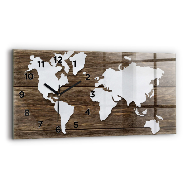 Horloge rectangulaire horizontale Carte du monde sur des tableaux