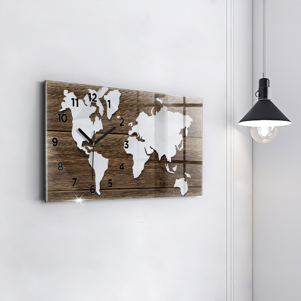 Horloge rectangulaire horizontale Carte du monde sur des tableaux