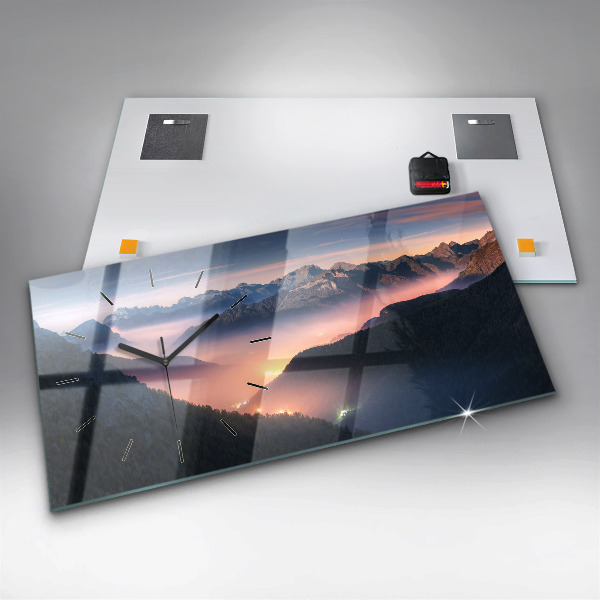Horloge rectangulaire horizontale Paysage de sommets de montagnes