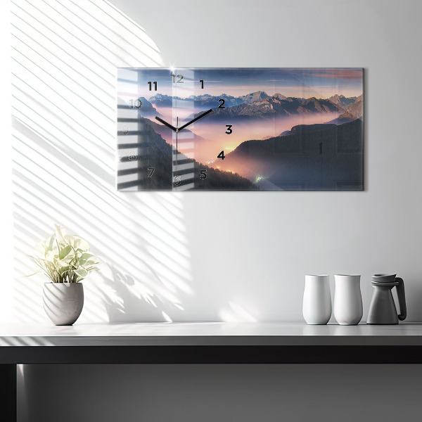 Horloge rectangulaire horizontale Paysage de sommets de montagnes
