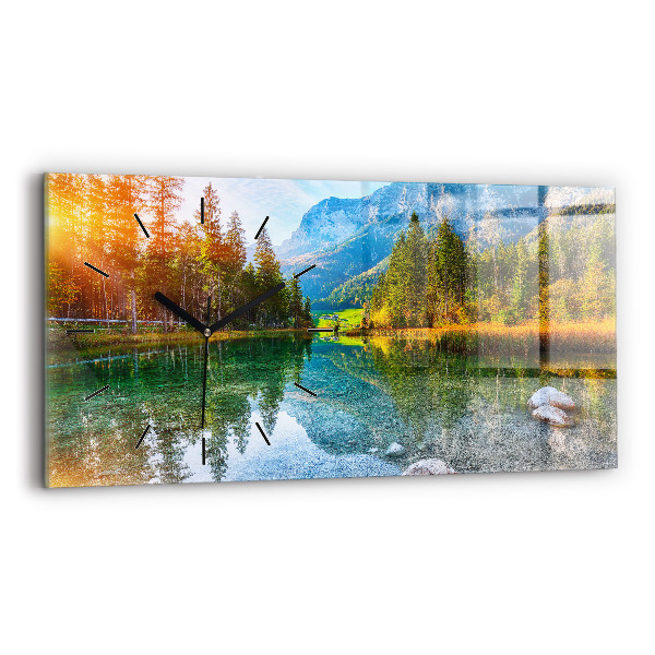 Horloge rectangulaire horizontale Paysage de montagnes fluviales