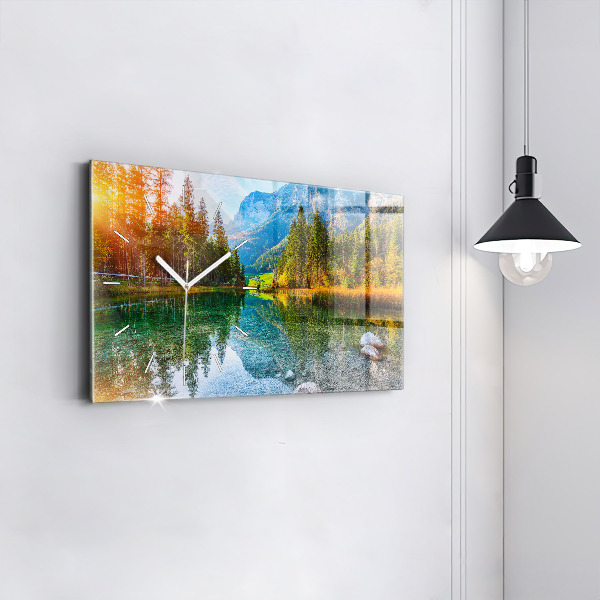 Horloge rectangulaire horizontale Paysage de montagnes fluviales