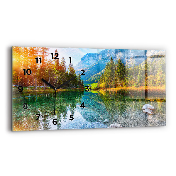 Horloge rectangulaire horizontale Paysage de montagnes fluviales