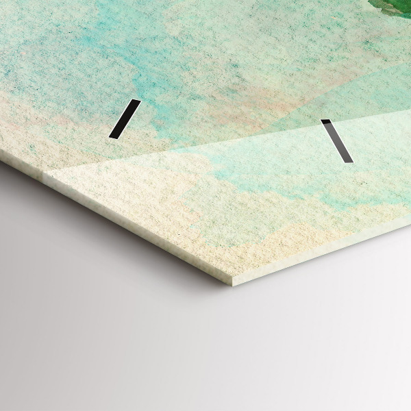 Horloge rectangulaire horizontale 'Carte du monde à l''aquarelle'