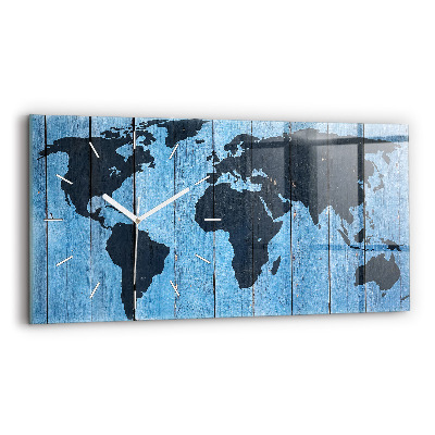 Horloge rectangulaire horizontale Carte du monde du plateau