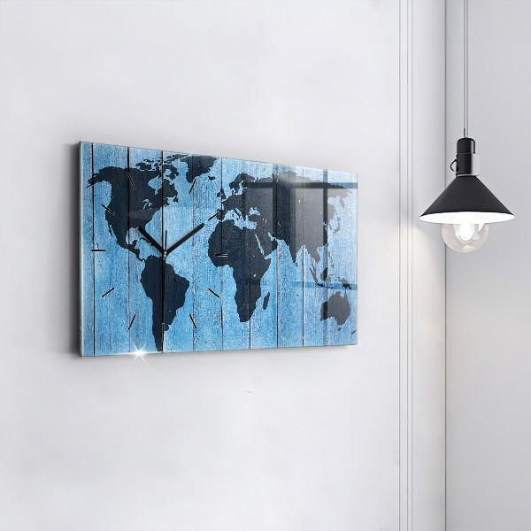 Horloge rectangulaire horizontale Carte du monde du plateau